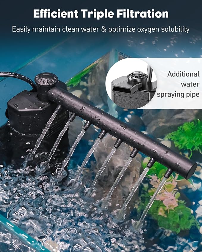 Pawfly 5 Gallon Fish Tank Ultra Clear Rimless Glass Aquarium Kit with Extendable LED Light Internal Filter Magnetic Brush & Thermometer Stickers Rectangular Glass Fish Tank Kit for Bettas, Shrimp, Plants