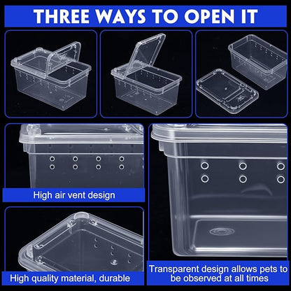8 Pcs Plastic Spider Terrarium, Tarantula Feeding Box, Scorpion, Feeding Box for Reptiles, Amphibians, Insects (Vent Holes,4.33 x 2.76 x 2.95 Inch)