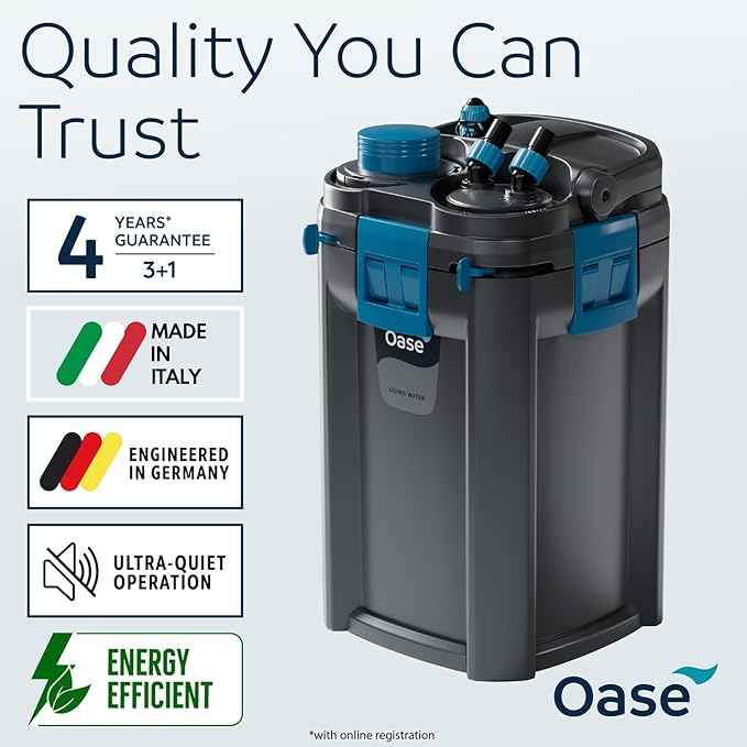 OASE BioMaster 2 Thermo 250 Canister Filter for Aquariums – External Aquarium Filter with Built-in Heater – EasyClean Pre-Filter, Quiet Operation – Freshwater & Saltwater, Up to 70 Gallons
