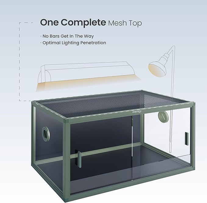50 Gallon Reptile Enclosure for Easy Maintenance, Front Opening Reptile Tank with Top Screen Ventilation & Glass Sliding Door 36''x18''x18''