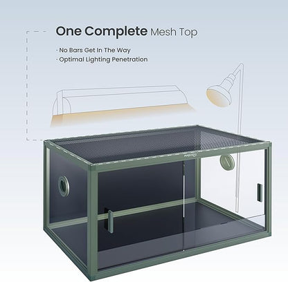 50 Gallon Reptile Enclosure for Easy Maintenance, Front Opening Reptile Tank with Top Screen Ventilation & Glass Sliding Door 36''x18''x18''