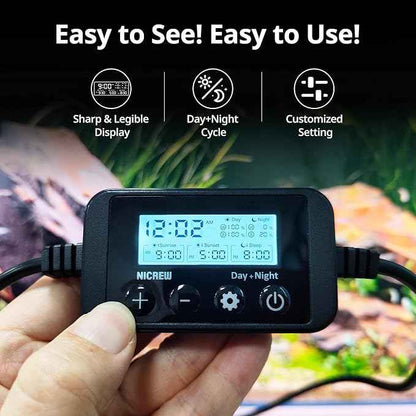 NICREW Marine Clip on Aquarium Light, Saltwater Fish Tank Light for Coral Reef Tanks with LCD Timer, 2 Lighting Modes