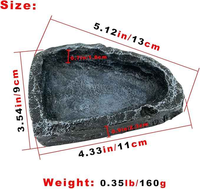 Reptile Water Dish Food Bowl, 2 Pack Reptile Feeding Dish Corner Bowl Terrarium Bowls for Bearded Dragon, Lizards, Frog, Gecko, Tortoise, Hermit Crab