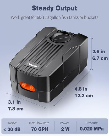 Pawfly Aquarium Air Pump Oxygen Pump for 10-200 Gallon Fish Tanks