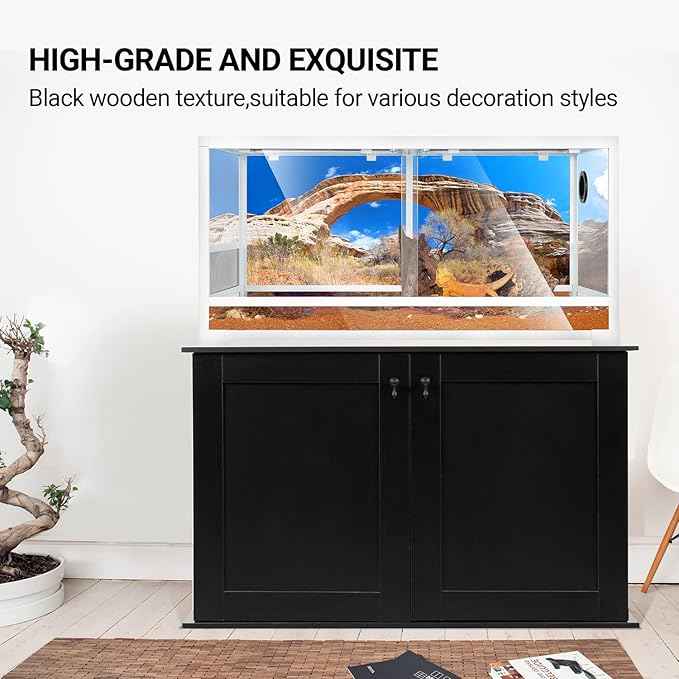 REPTI ZOO Reptile Aquarium Terrarium Wooden Stand and Cabinet with Adjustable Shelf for 48"x18" inch Tanks Cabinet Only)