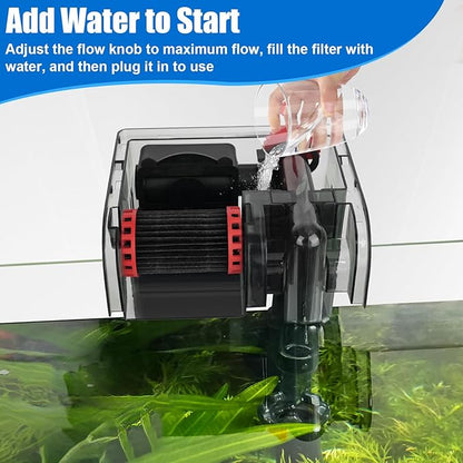 AQQA Hang-on-Back Aquarium Filter 5-20 Gallon (5W 80GPH)