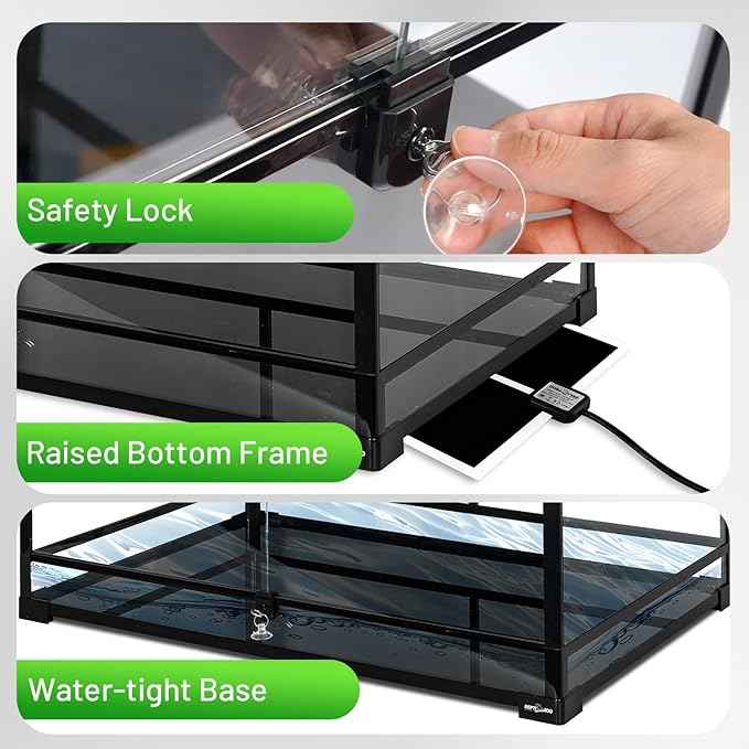 REPTIZOO 36" x 24" x 18" Glass Reptile Terrarium, Front Opening Reptile Habit Tank with Double Hing Doors, Knock-Down Terrarium with Top Screen Ventilation 68 Gallon