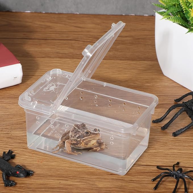 8 Pcs Plastic Spider Terrarium, Tarantula Feeding Box, Scorpion, Feeding Box for Reptiles, Amphibians, Insects (Vent Holes,4.33 x 2.76 x 2.95 Inch)