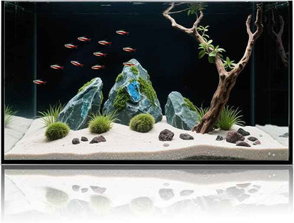 10 Gallon Glass Fish Tank, Aquarium for Bettas, Snails, Shrimp, Easy to Maintain Ultra Clear Rimless Dark Background Low Iron