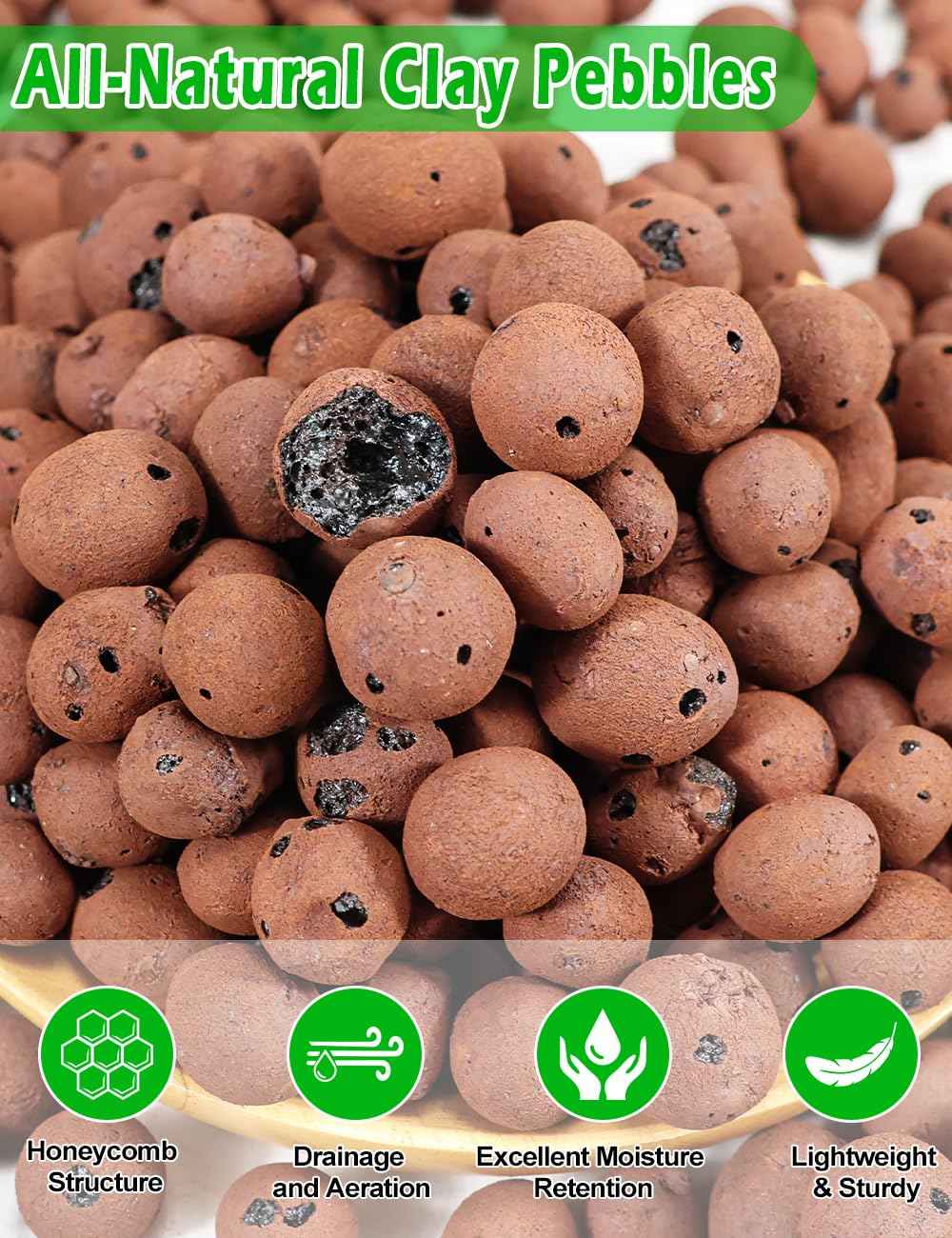 TOYPOPOR Leca Clay Pebbles Grow Media 6 Quarts Lightweight Clay Balls