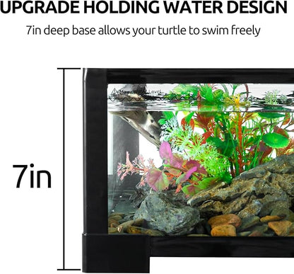 REPTIZOO 50 Gallon Paludarium, Small Turtle Tank, 36"×18"×18" with Drainage System, Adequate for Tree Frogs, Salamanders, and Semi-Aquatic Species