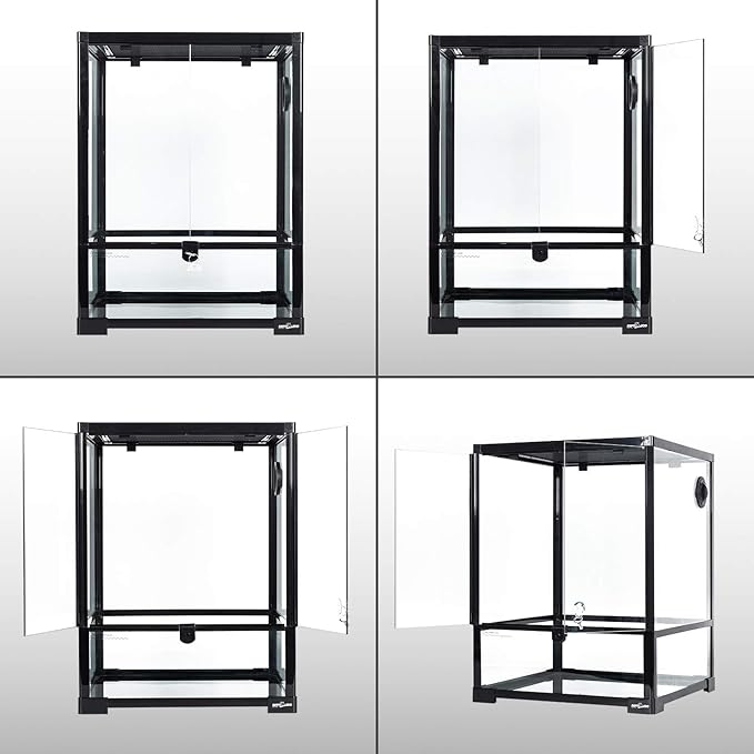 REPTIZOO Reptile Glass Terrarium, 18" x 18" x 24" Knock-Down Reptile Habitat Tank with Double Hinge Door & Top Screen Ventilation and Side Mesh Ventilation, 30 Gallon Large Reptile Terrarium