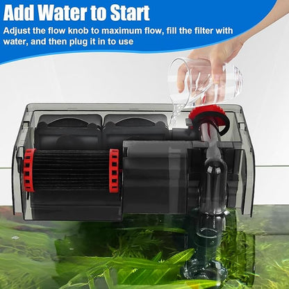 AQQA Hang-on-Back Aquarium Filter 10-30 Gallon (8W 110 GPH)