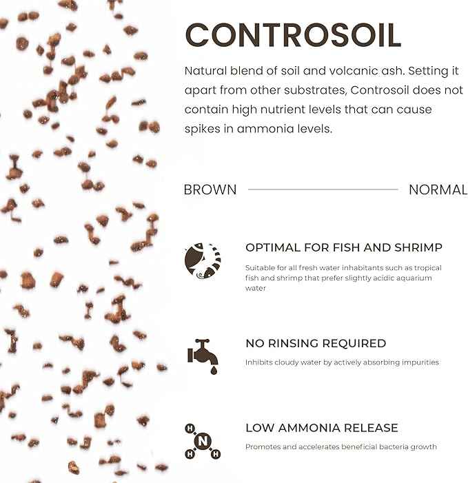 Ultum Nature Systems Controsoil - Freshwater Aqua Soil Substrate for Fish, Shrimp, Live Plant Propagation and Aquascaping - 6.8pH Low Ammonia, Volcanic Ash - Brown, Normal (3 Liter | 6LB)
