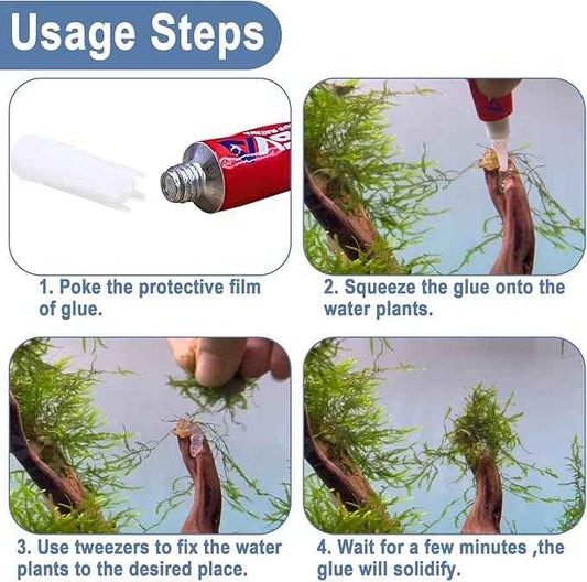 6 PCS Aquarium Glue,Aquarium Aquascape Aquatic Plants Coral Glue，Safe and Quick-Drying ，Reef Glue Suitable for Aquatic Plants, Moss, Coral, Stones, Shells，Fresh Water and Salt Water All Can Be Used