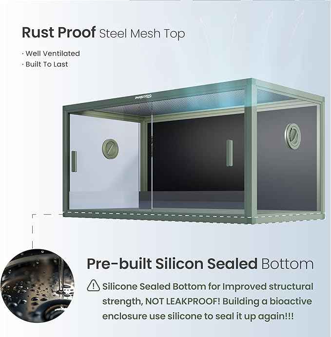 50 Gallon Reptile Enclosure for Easy Maintenance, Front Opening Reptile Tank with Top Screen Ventilation & Glass Sliding Door 36''x18''x18''