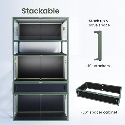 50 Gallon Reptile Enclosure for Easy Maintenance, Front Opening Reptile Tank with Top Screen Ventilation & Glass Sliding Door 36''x18''x18''