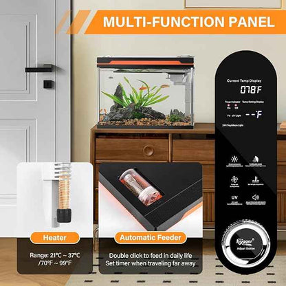 hygger Smart Aquarium Starter Kit, Glass Fish Tank with 24/7 Mode Light, Heater, Water Pump, Filter Media, Auto Feeder,Water Changer, Cleaning Tool, Fishing Net,Timer Automatic Switch (10 Gallon)