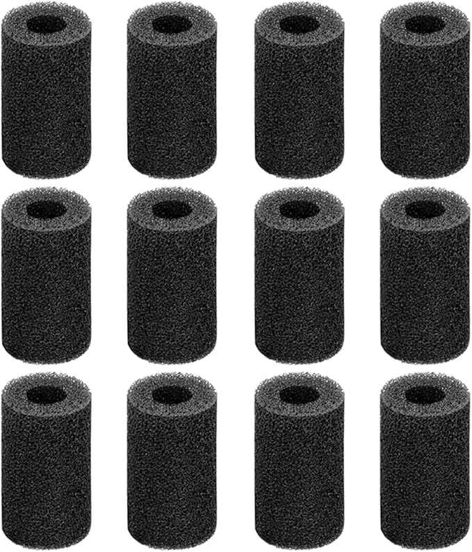 AQUANEAT 12-Pack Pre-Filter Sponge for Aquarium Shrimp Fry Fish Tank Filter 0.8 Inch Intake, Replacement Foam Cover