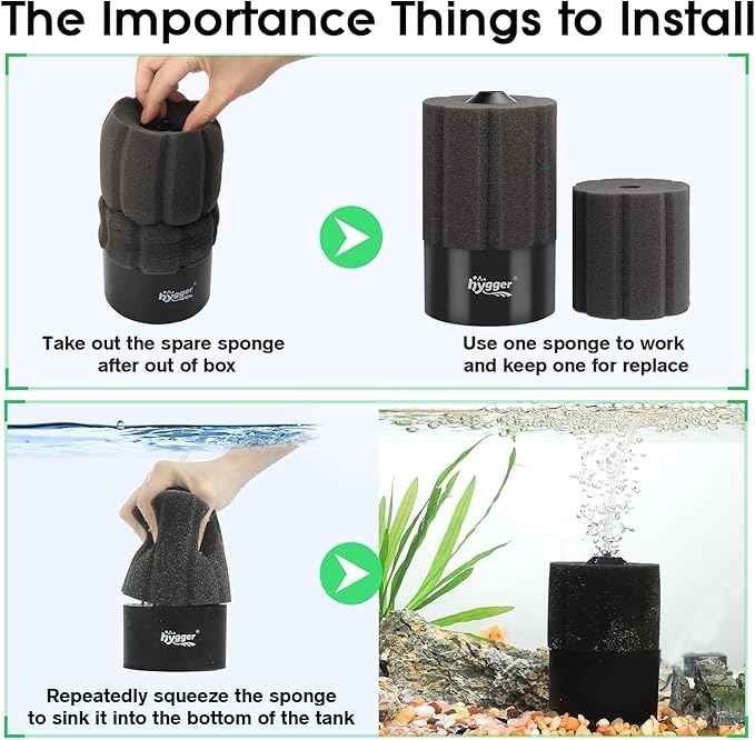 hygger Aquarium Sponge Filter 55-125 Gallon Fish Tank Filter for Breeding Fry Shrimp Snails Betta Air-Powered Filter with Reusable Biochemical Ball Spare Sponge Foam Filter