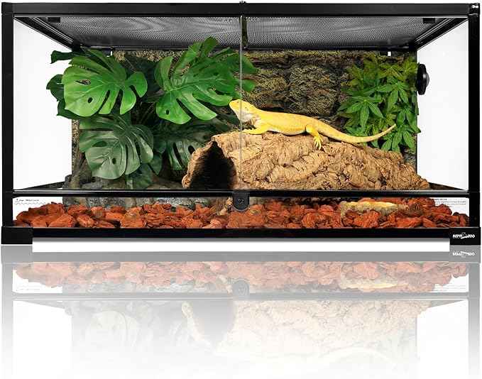 REPTIZOO 36" x 24" x 18" Glass Reptile Terrarium, Front Opening Reptile Habit Tank with Double Hing Doors, Knock-Down Terrarium with Top Screen Ventilation 68 Gallon