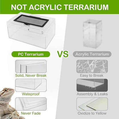 Reptile PC Terrarium Amphibian Tank Spider Enclosure Snake Cage 7x11.8x5.9inch Suitable for breeding Leopard Gecko,Frog,Hermit Crab,Lizards,Isopod,Tarantula,Turtles,Chameleons,Jumping Spiders