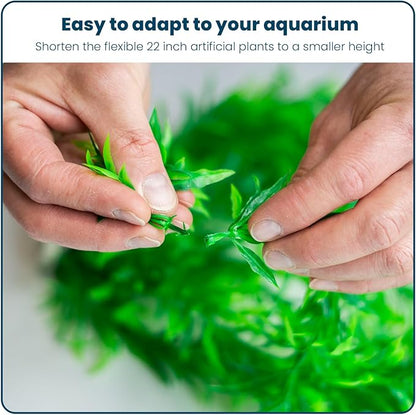 Artificial Aquarium Plant Set Extra Large (3 Pieces) - Fake Tall Plant Decorations for Aquariums.