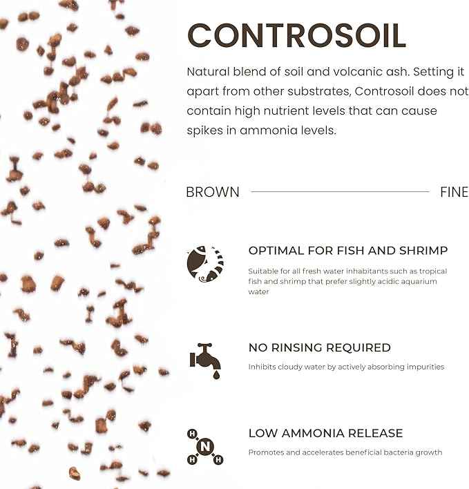Ultum Nature Systems Controsoil - Freshwater Aqua Soil Substrate for Fish, Shrimp, Live Plant Propagation and Aquascaping - 6.8pH Low Ammonia, Volcanic Ash - Brown, Fine (10 Liter | 20LB)