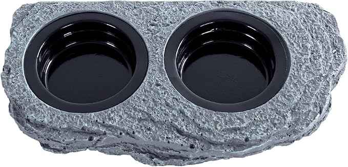 Wacool Magnetic Gecko Ledge - Double Bowl Reptile Feeding Tray with 6 Feeding Cups for Geckos, Lizards, Chameleons and Reptile Pets
