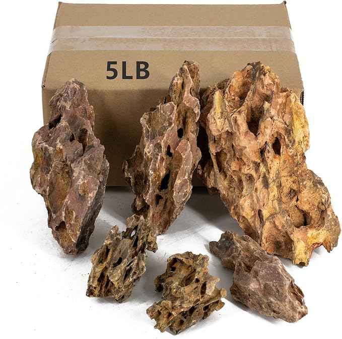 Aquarium Rocks Dragon Stone Natural Hardscape Stone for Aquariums, Fish Tanks, Bonsai, Terrariums, Wargaming Dioramas, Indoor or Outdoor Gardens-5Lb(2-6 Inch)