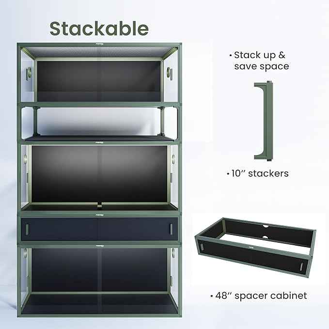 120 Gallon (48" x 24" x 24") Reptile Tank with Sliding Door Top Screen Ventilation, Front Opening Reptile Enclosure for Easy Maintenance