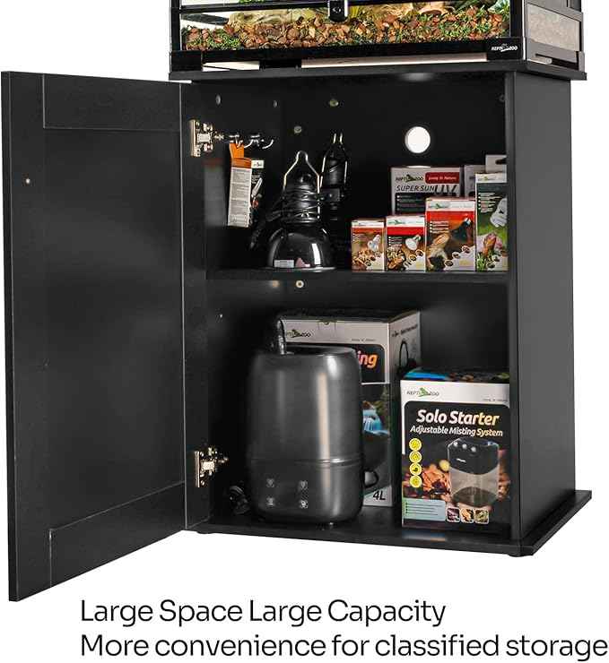 REPTIZOO Reptile Terrarium Stand Wooden Terrarium Cabinet with Storage and Adjustable Shelf, Reptile Tank Stand for 24”Wx18”D Terrarium, Aquarium Stand Fish Tank Stand (Stand Only)