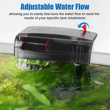 AQQA Aquarium Filter 10-30 Gallon Fish Tank Filters with Bio-Wheel Power, Hang on Back Aquarium Filter, Adjustable Flow Hob Filter, Quiet Efficient and Silent Operation (8W 110 GPH)