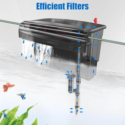 AQQA Hang-on-Back Aquarium Filter 20-50 Gallon (10W 125 GPH)