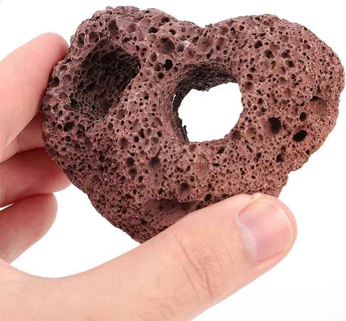 Lava Rock, 6PCS Aquarium Volcanic Stone Plant Fixer Ornaments, Double-Hole Fish Tank Rocks Ornament for Aquascaping, Fish Tank, Terrarium and Landscape Design