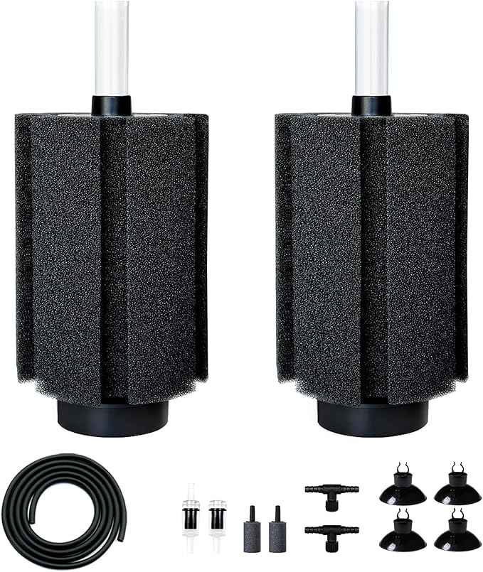 100-120 Gal Large Aquarium Sponge Filter with Air Stone and Ceramic Media, 2 Pack Quiet Fish Tank Filters fit Breeding Fry Betta Shrimp Fish Tank