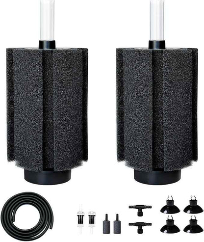 100-120 Gal Large Aquarium Sponge Filter with Air Stone and Ceramic Media, 2 Pack Quiet Fish Tank Filters fit Breeding Fry Betta Shrimp Fish Tank