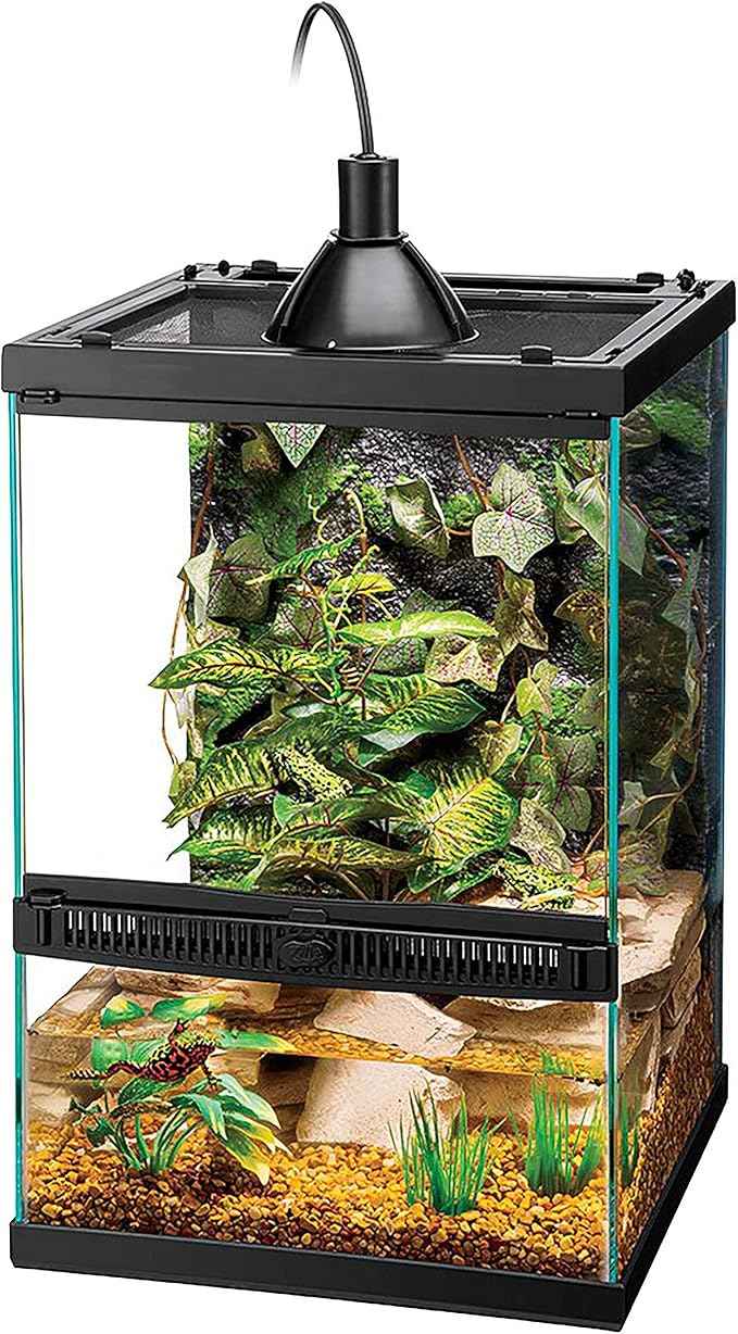 Zilla 10 Gallon Glass Tropical Vertical Habitat Starter Kit for Small Tree Dwelling Reptiles & Amphibians