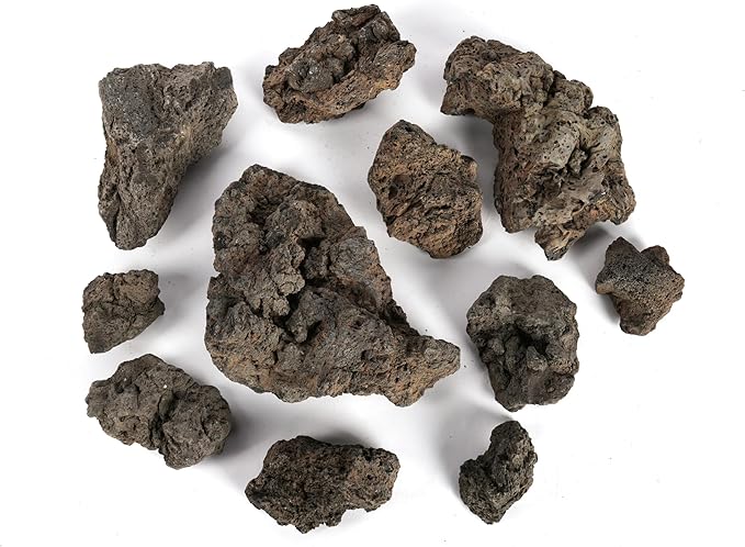 LANDEN Black Icelandic Lava Rock (18lbs, 3~11 inches,11pcs) for Aquariums, Paludariums, Terrariums, Caves and Rocky Peaks, Mountainous Desert Landscapes