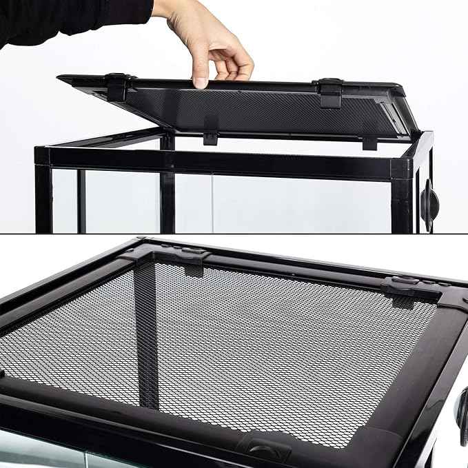 REPTI ZOO Reptile Glass Terrarium, 18" x 18" x 24" Knock-Down Reptile Habitat Tank with Double Hinge Door & Top Screen Ventilation and Side Mesh Ventilation, 30 Gallon Large Reptile Terrarium