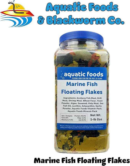 Aquatic Foods Inc. Marine Fish Flakes of Red & Green Algae, Seaweed for Tangs, Butterflies, Angelfish, Anthias, Clown Fish, Damsels Also Pellet Mix, Wafer Mix Included… AFI 1-lb 2oz