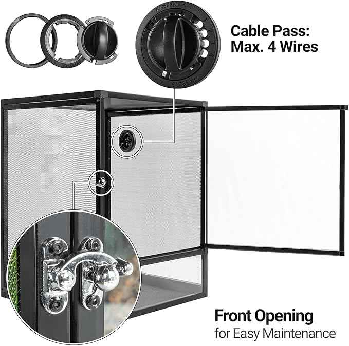 REPTI ZOO 18" x 18" x 24" Front Opening Cage with 3-Sided Metal Mesh, 34 Gallon Screen Vertical Terrarium with Background Sticker, Tree Frog, Arboreal Reptiles