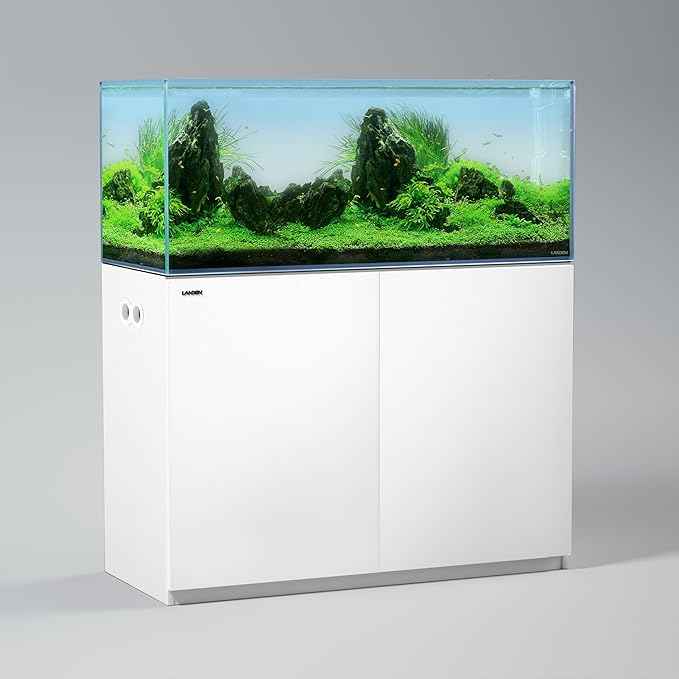 LANDEN Aquarium Wooden Stand and Cabinet for up to 72.2 Gal Tank, Fish Reptile Sea Salt WaterTank Stand, Nano Foam Leveling Mat Included, W47.2xD19.7xH31.5 in, Wooden Matte White Painted(Stand Only)