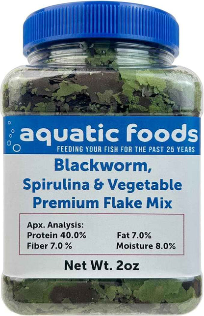 Aquatic Foods Inc. California Blackworm, Spirulina, Vegetable Premium Flakes for Discus, Cichlids All Community Tropical Fish Also Pellet Mix, Wafer Mix Included…2oz
