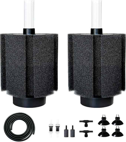 2 Pack 60-70 Gal Aquarium Sponge Filter with Air Stone and Ceramic Filter Media, Quiet Fish Tank Biological Filter