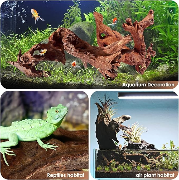 Small Aquarium Driftwood for Fish Tanks & Reptile Terrariums – 10-Piece 2-4 Inch Low Tannin