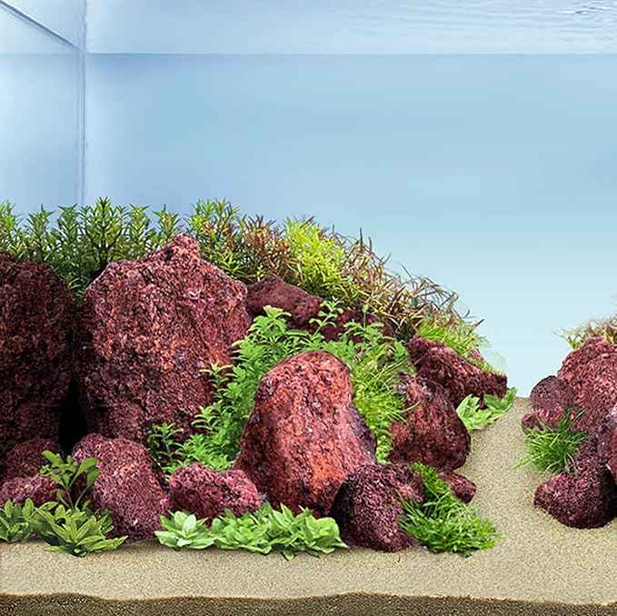 LANDEN Red Lava Stones (16lbs,3~10inch,11pcs) Aquarium Rock for Aquascaping Terrariums, Paludariums,Vivariums, Reptile and Amphibian Enclosures, Fish Tank Decoration Landscape Stone