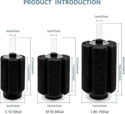 100-120 Gal Large Aquarium Sponge Filter with Air Stone and Ceramic Media, 2 Pack Quiet Fish Tank Filters fit Breeding Fry Betta Shrimp Fish Tank