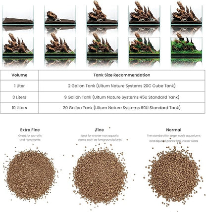 Ultum Nature Systems Controsoil - Freshwater Aqua Soil Substrate for Fish, Shrimp, Live Plant Propagation and Aquascaping - 6.8pH Low Ammonia, Volcanic Ash - Brown, Normal (1 Liter | 2LB)