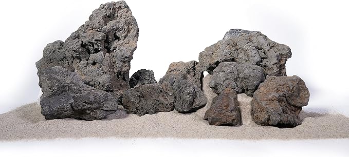 LANDEN Black Icelandic Lava Rock (18lbs, 3~11 inches,11pcs) for Aquariums, Paludariums, Terrariums, Caves and Rocky Peaks, Mountainous Desert Landscapes